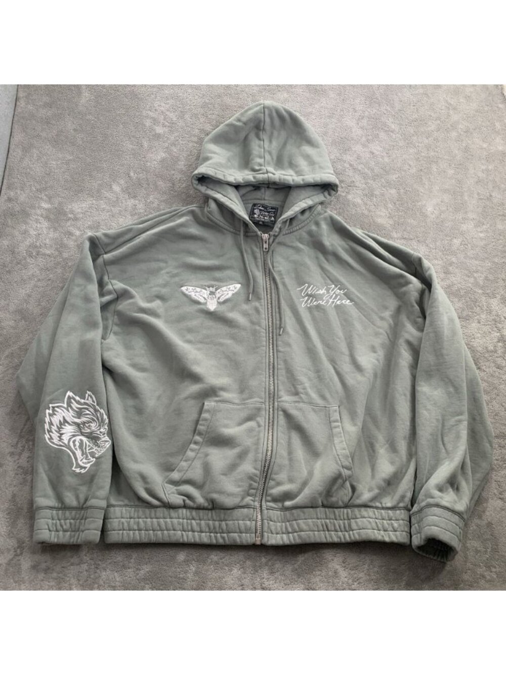 Darc Sport Full Zip Jacket Mens XL Mint Green Wish You Were Here Hoodie Numbered